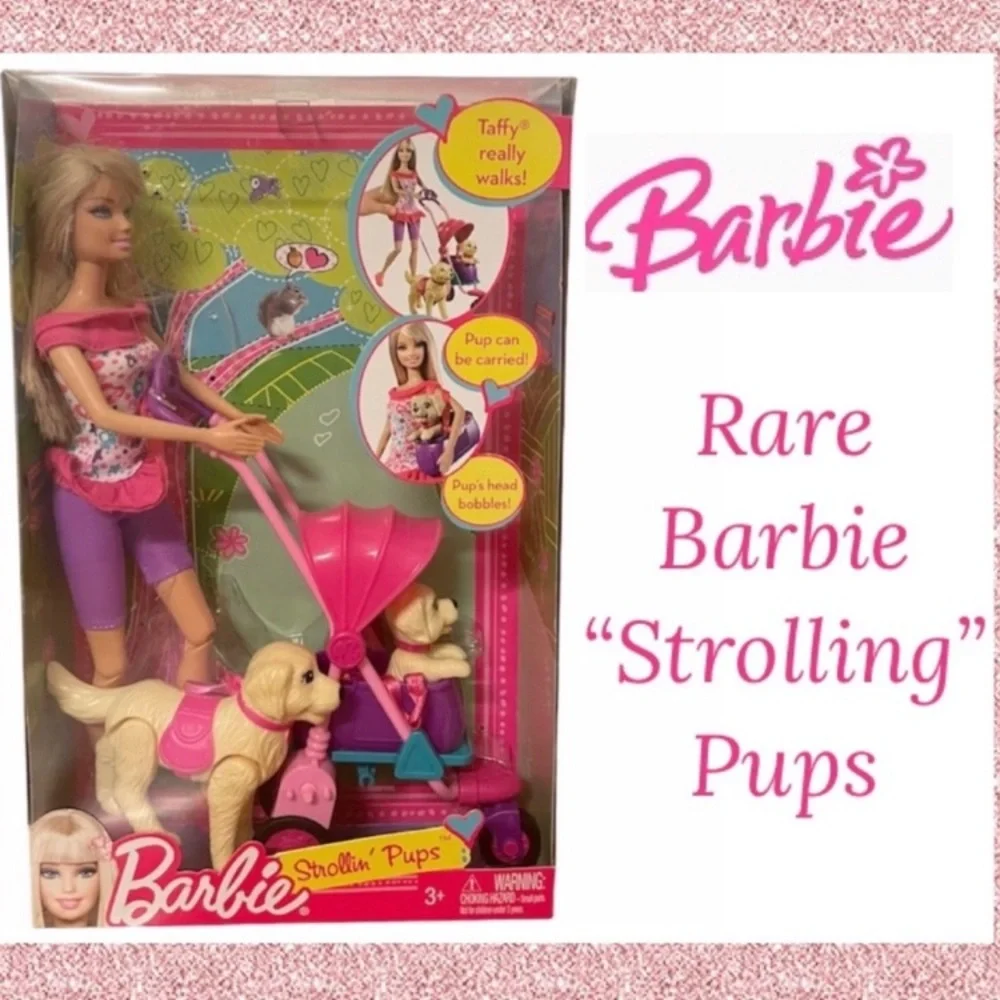 Vintage Barbie Strollin Pups Set Y2K Vintage Toys Collectible Rare Retro Pet Dog